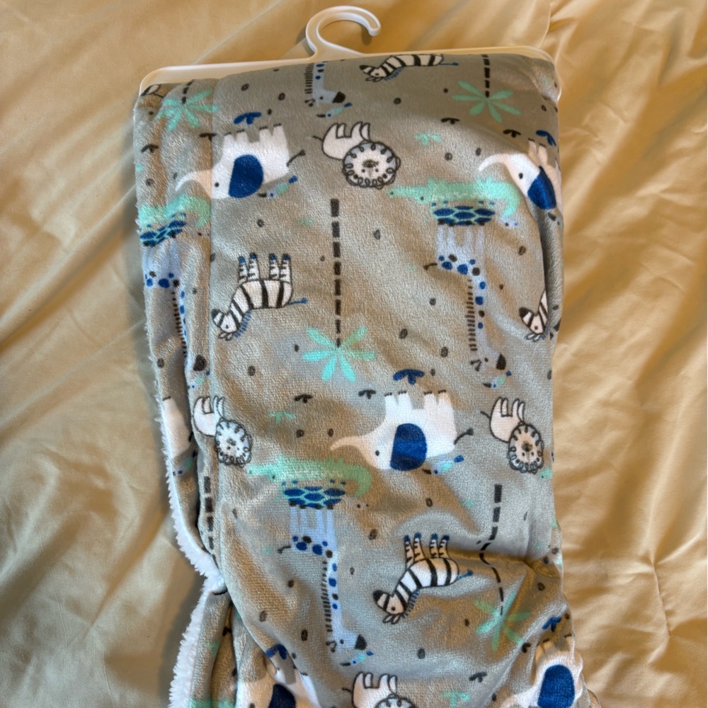 Cozy Gray Animal Print Baby Blanket - Picture 3 of 3